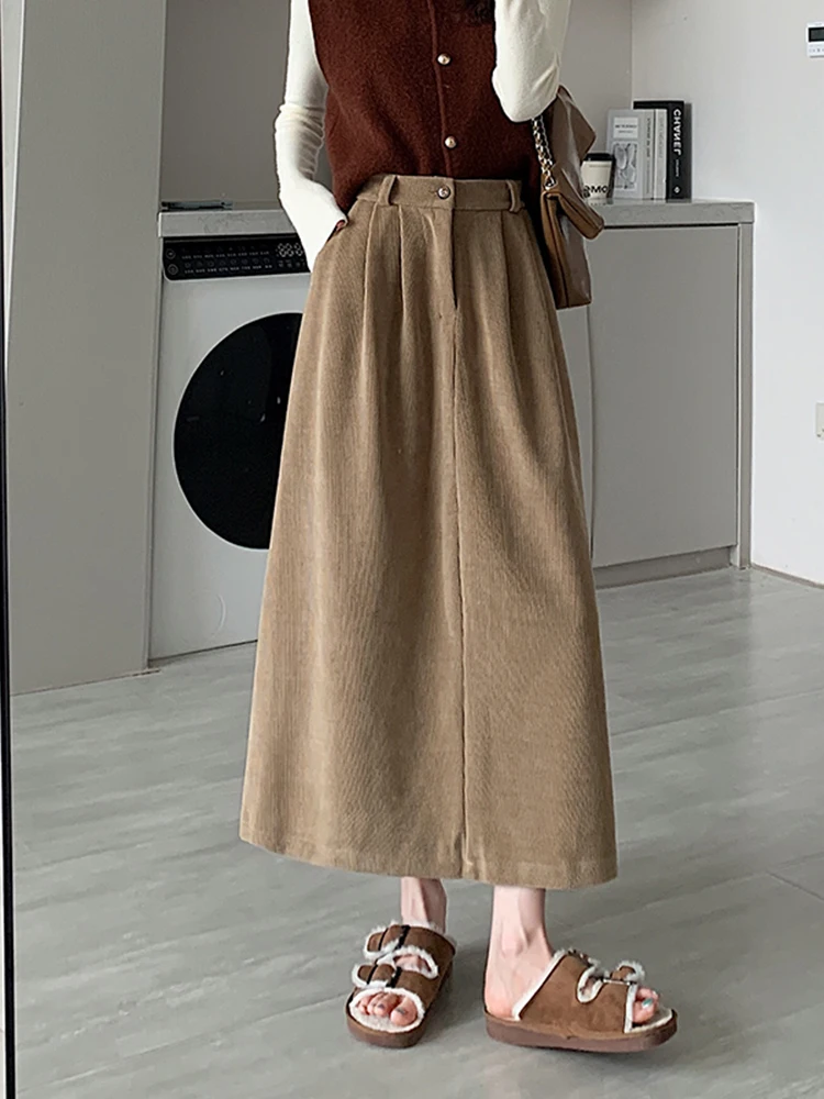 High Waist Corduroy A-Line Skirt Women's Autumn Winter New Sle Slimming Midi Dr Vintage Sle Fitted Long Skirt
High Waist Corduroy A-Line Skirt Women's Autumn Winter New Sle Slimming Midi Dr Vintage Sle Fitted Long Skirt