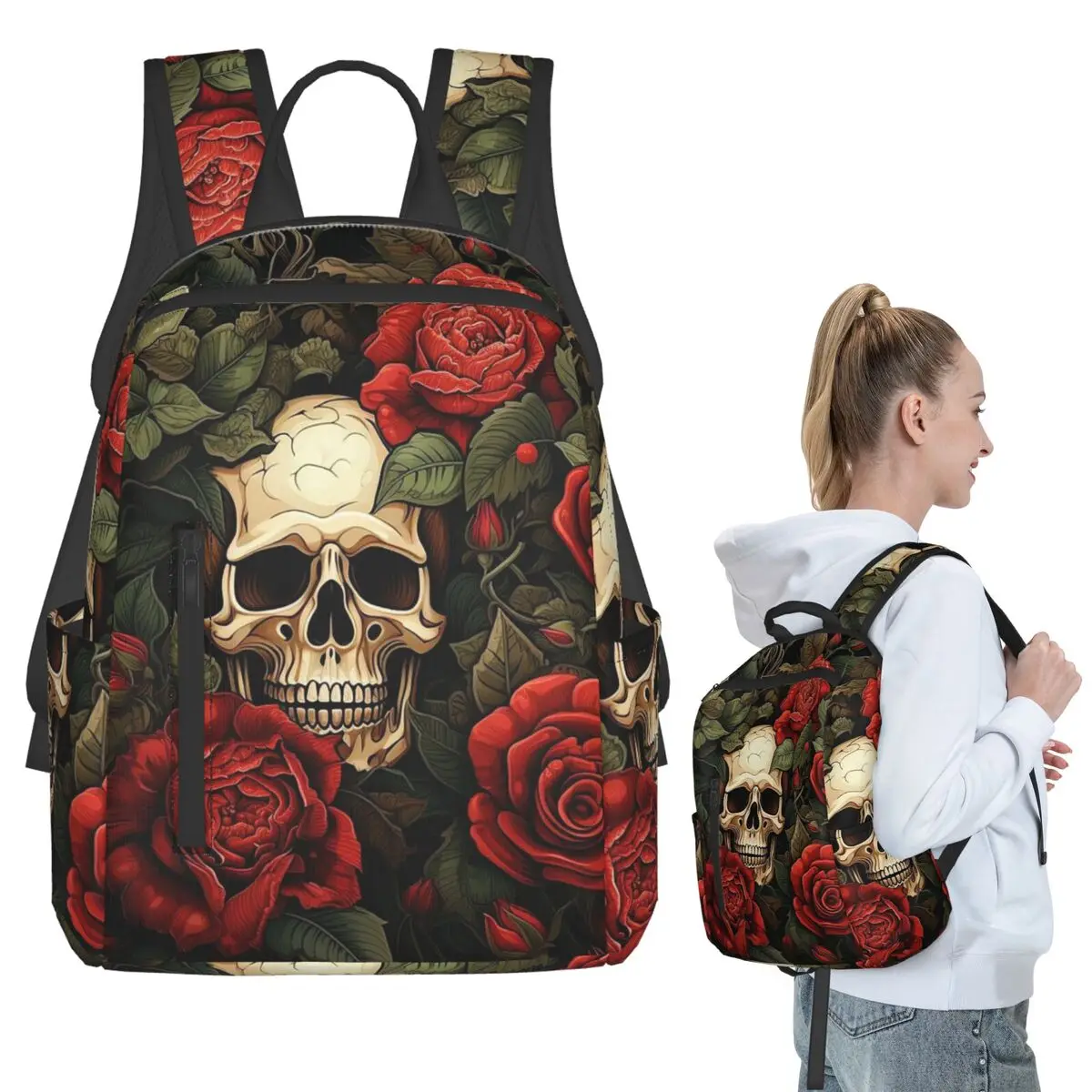 Red Rose Skull And Vine Backpack Student BookBag Children School Bag Laptop Shoulder Bags Boys Girls
Red Rose Skull And Vine Backpack Student BookBag Children School Bag Laptop Shoulder Bags Boys Girls