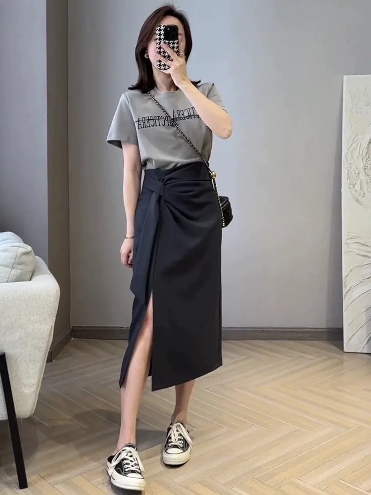 Fashionable Short Sleeve Skirt Set Women's Summer Outfit Hong Kong Style Youthful Ensemble round Neck Two-Piece Ensemble
Fashionable Short Sleeve Skirt Set Women's Summer Outfit Hong Kong Style Youthful Ensemble round Neck Two-Piece Ensemble