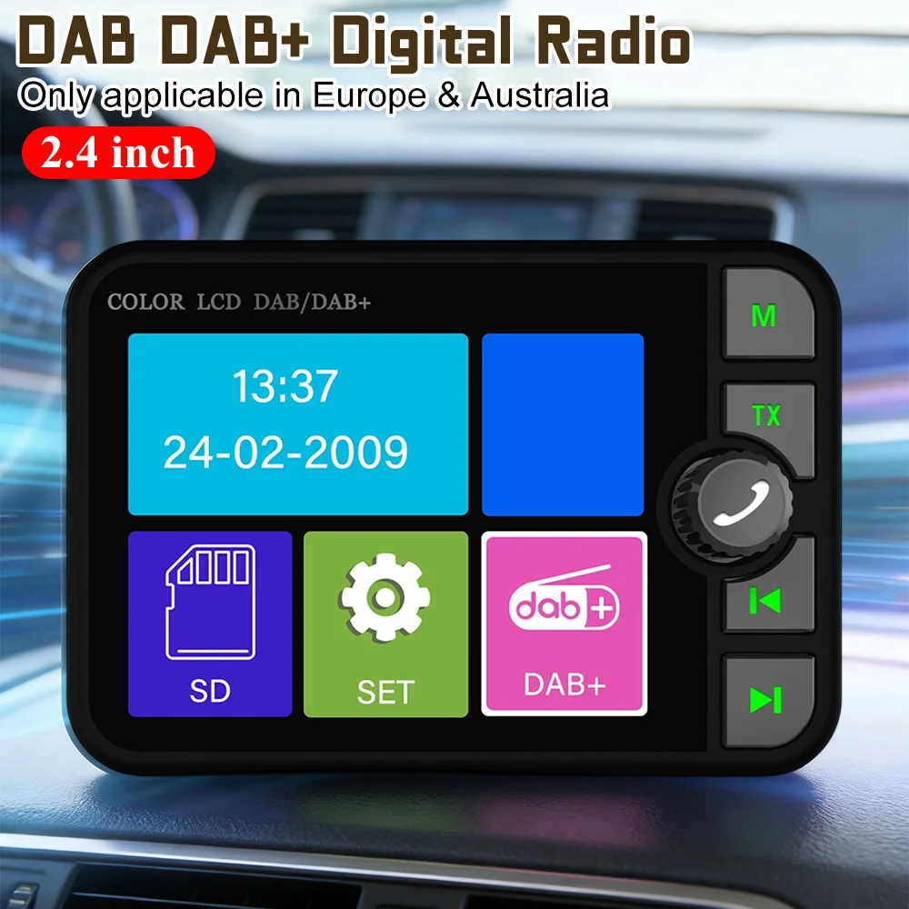 2.4 Inch Car DAB DAB+ Receiver Stereo Digital Radio Signal Broadcast Adapter LCD Color Screen MP3 FM Transmitter Bluetooth 5.0
2.4 Inch Car DAB DAB+ Receiver Stereo Digital Radio Signal Broadcast Adapter LCD Color Screen MP3 FM Transmitter Bluetooth 5.0