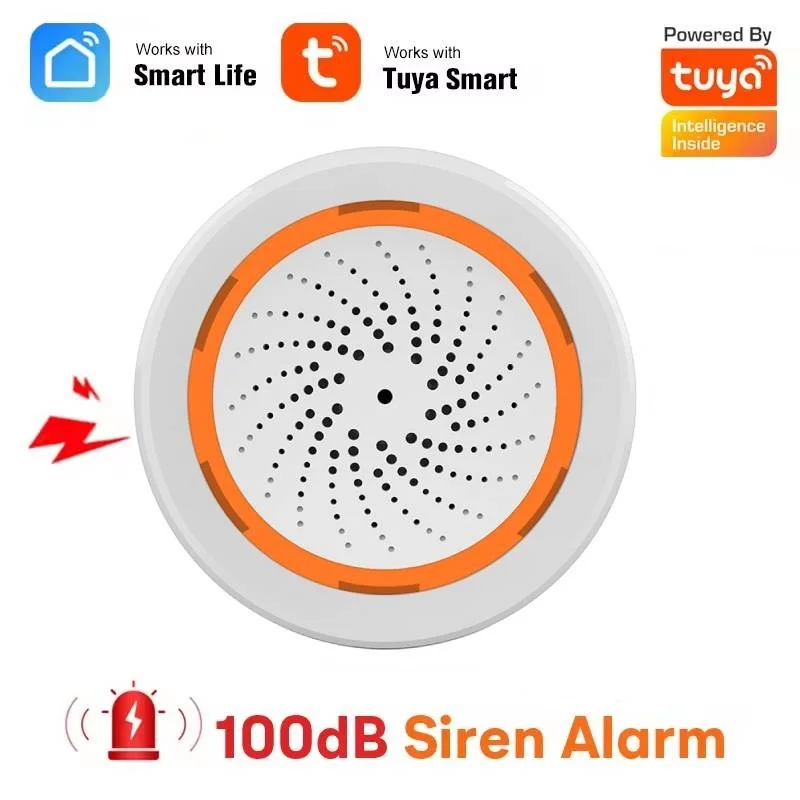 Tuya ZigBee Smart Siren Alarm Sound and Light Siren Sensor 90dB Smart Life Siren App Remote Control Home Security Alarm System