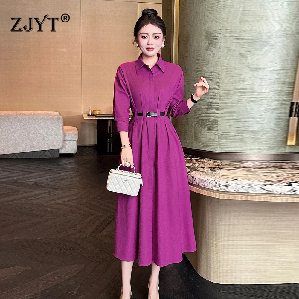 ZJYT Spring 100% Linen Women's Casual Dress Elegant Single Breasted Midi Shirt Dresses Holiday Purple Vestidos Female Clothes
ZJYT Spring 100% Linen Women's Casual Dress Elegant Single Breasted Midi Shirt Dresses Holiday Purple Vestidos Female Clothes