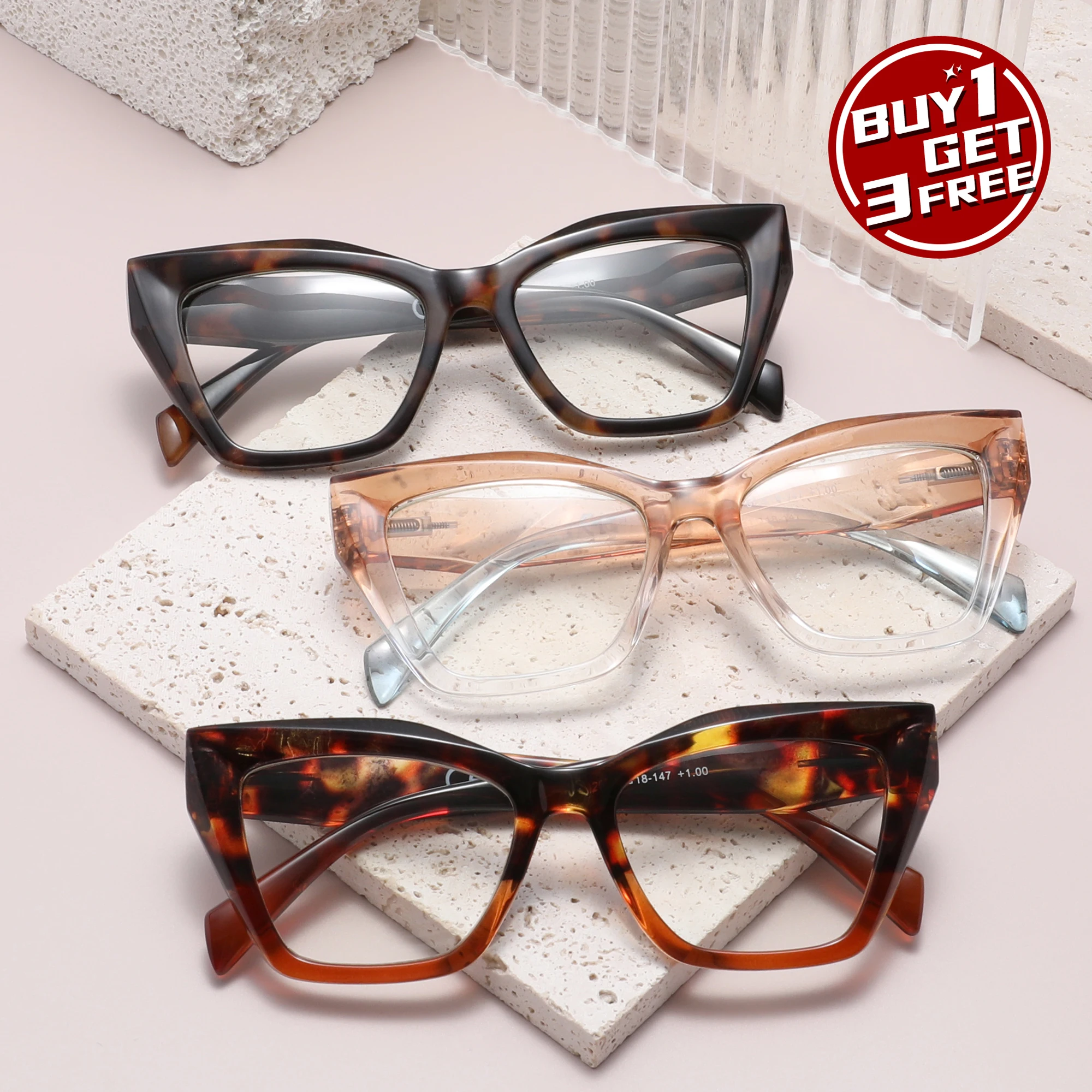 3PCS Reading Glasses Cat Eyes Frame For Men Women Presbyopia Eyeglasses With Diopters+1.0+1.5+2.0+2.5+3.0+3.5
3PCS Reading Glasses Cat Eyes Frame For Men Women Presbyopia Eyeglasses With Diopters+1.0+1.5+2.0+2.5+3.0+3.5