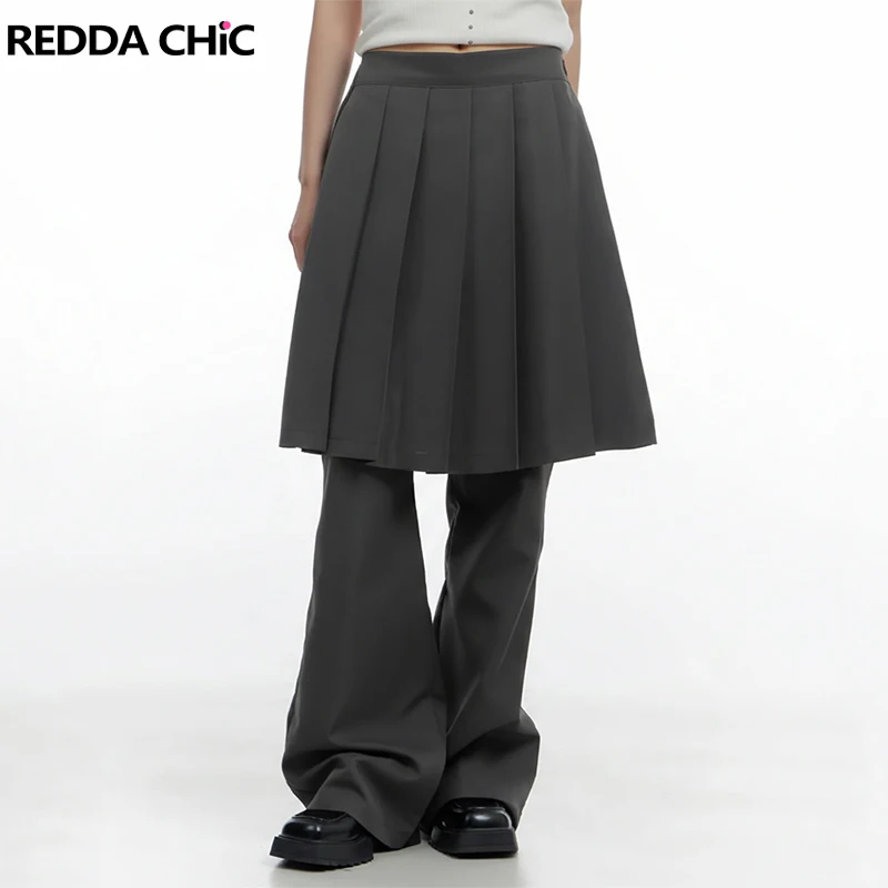 REDDACHiC Pleated Skirt Suit Pants Trendy Fake Two-piece Low Waist Cleanfit Straight Wide Leg Trousers School Work Woman Clothes
REDDACHiC Pleated Skirt Suit Pants Trendy Fake Two-piece Low Waist Cleanfit Straight Wide Leg Trousers School Work Woman Clothes