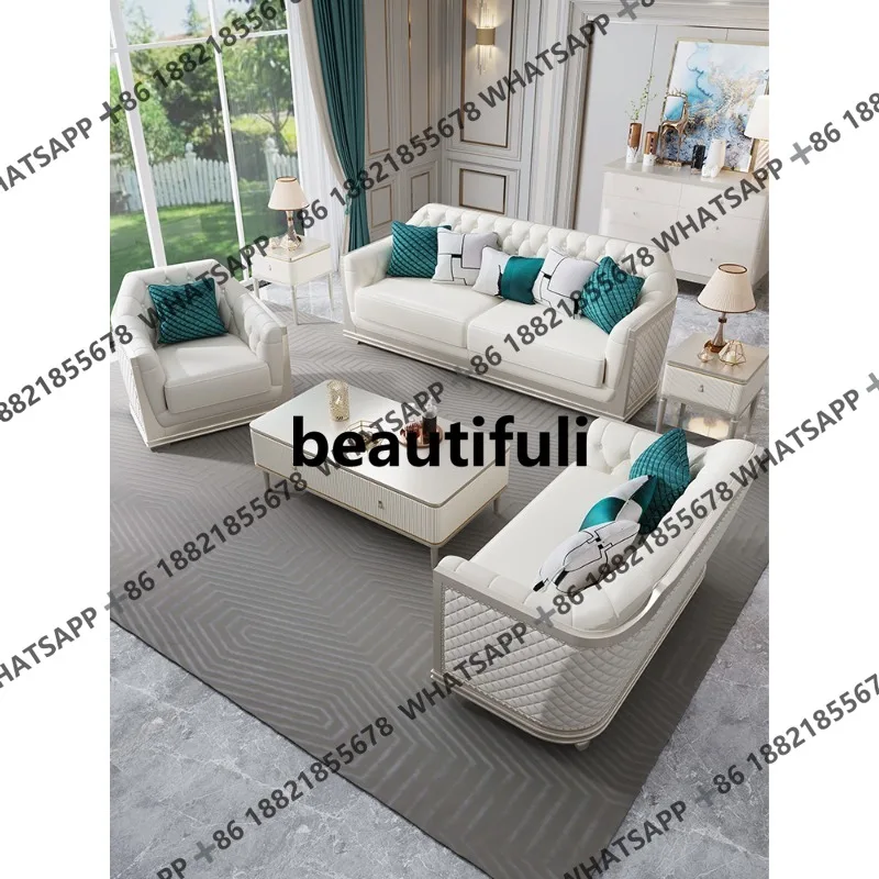 American leather sofa first layer cowhide combination living room high-end simple and beautiful light luxury furniture
American leather sofa first layer cowhide combination living room high-end simple and beautiful light luxury furniture