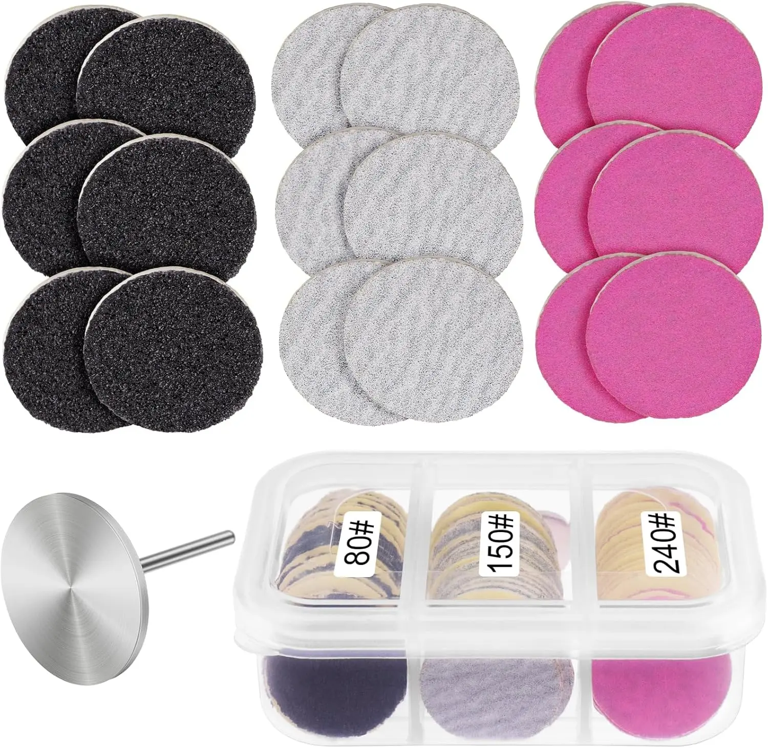 60Pcs Sanding Discs with Metal Nail Drill Bit 25mm Pedicure Replacement for Callus Removal #80#150#240 Grit
60Pcs Sanding Discs with Metal Nail Drill Bit 25mm Pedicure Replacement for Callus Removal #80#150#240 Grit