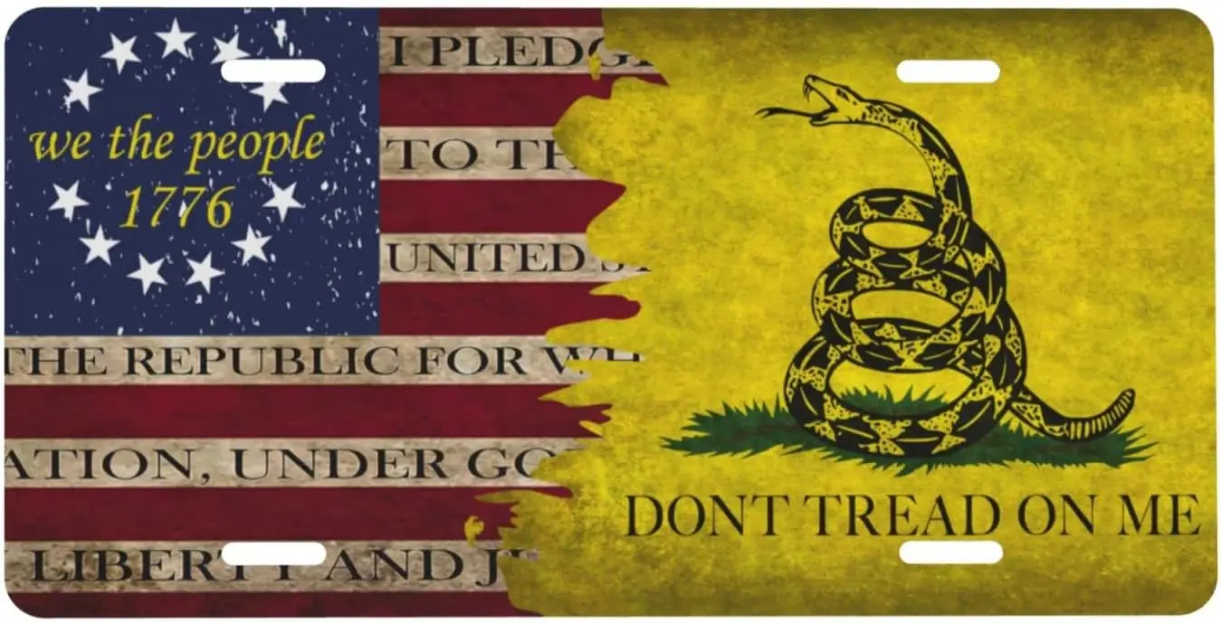 Don't Tread On Me License Plate American Flag Metal Vanity Tag for Car Front 6x12 Inch
Don't Tread On Me License Plate American Flag Metal Vanity Tag for Car Front 6x12 Inch