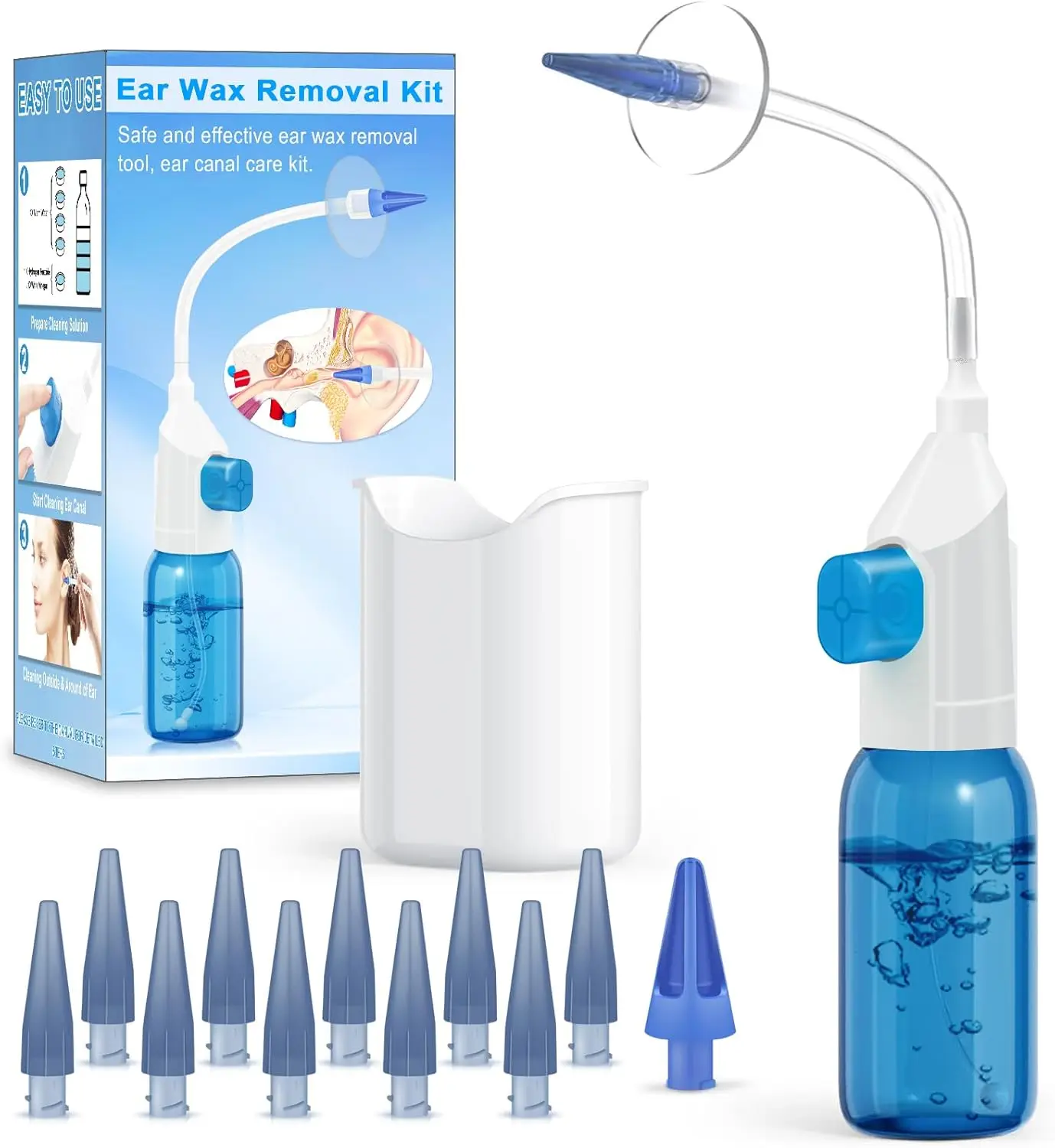 Ear Wax Removal Kit, Manual Ear Cleaning System with Basin & 10 Tips, Effective Home Earwax Remover
Ear Wax Removal Kit, Manual Ear Cleaning System with Basin & 10 Tips, Effective Home Earwax Remover