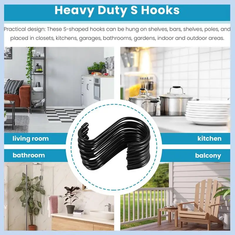 AS63-12 Pack 6 Inch Large Heavy Duty S Hooks For Hanging, Non Slip Rubber Coated S Hooks,Steel Metal Hooks For Hanging
AS63-12 Pack 6 Inch Large Heavy Duty S Hooks For Hanging, Non Slip Rubber Coated S Hooks,Steel Metal Hooks For Hanging