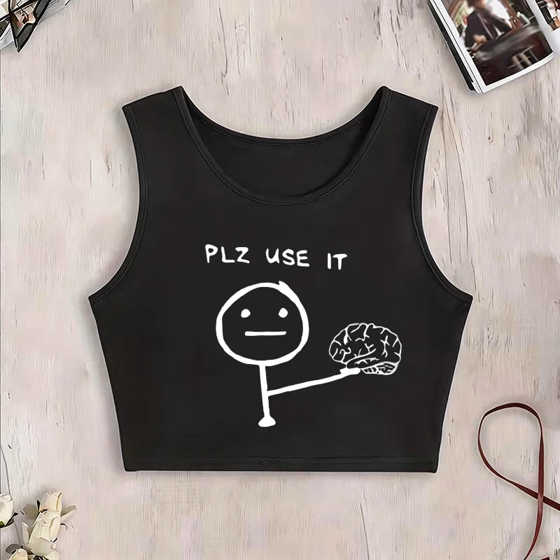 Funny Women's Sleeveless Tank Top with Letter PLZ USE IT Print Cartoon Brain Design Stylish Vest Crop Top Tee Casual Shirt
Funny Women's Sleeveless Tank Top with Letter PLZ USE IT Print Cartoon Brain Design Stylish Vest Crop Top Tee Casual Shirt