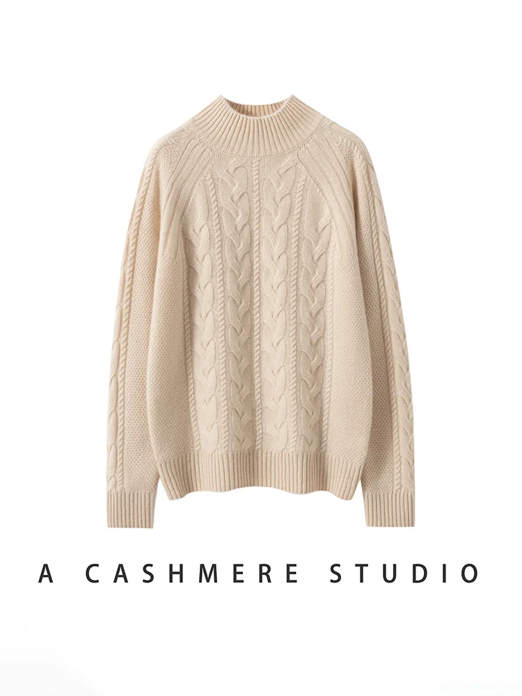 TLOML Women's 100% Cashmere Sweater Jacquard Mock Neck Pullover Autumn Winter Slim Basic Cashmere Knitwear Soft Warm Thick Tops
TLOML Women's 100% Cashmere Sweater Jacquard Mock Neck Pullover Autumn Winter Slim Basic Cashmere Knitwear Soft Warm Thick Tops