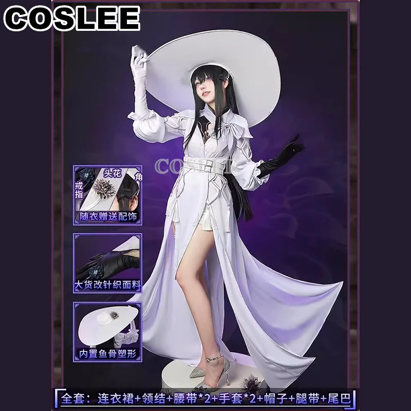 COSLEE Констанция косплей игра Honkai: звезда рельсовый Костюм Униформа с шляпой Хвост Хэллоуин искусственная женская модель
COSLEE Констанция косплей игра Honkai: звезда рельсовый Костюм Униформа с шляпой Хвост Хэллоуин искусственная женская модель