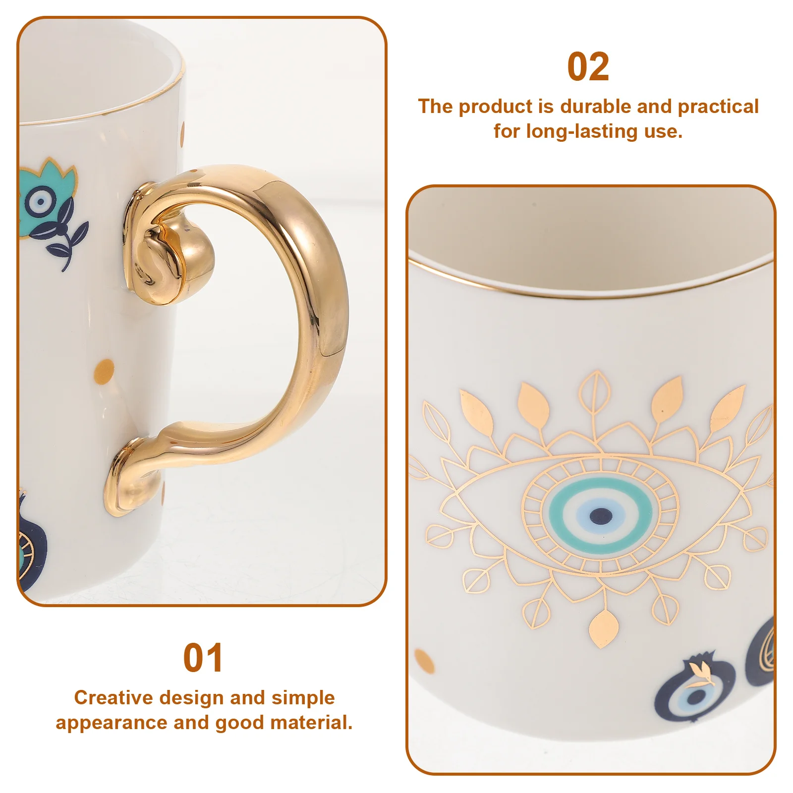 Ceramic Coffee Cup Saucer Set Evil Eye Decorative Coffee Tea Mug Retro Style Hot Chocolate Latte Cappuccino Practical
Ceramic Coffee Cup Saucer Set Evil Eye Decorative Coffee Tea Mug Retro Style Hot Chocolate Latte Cappuccino Practical