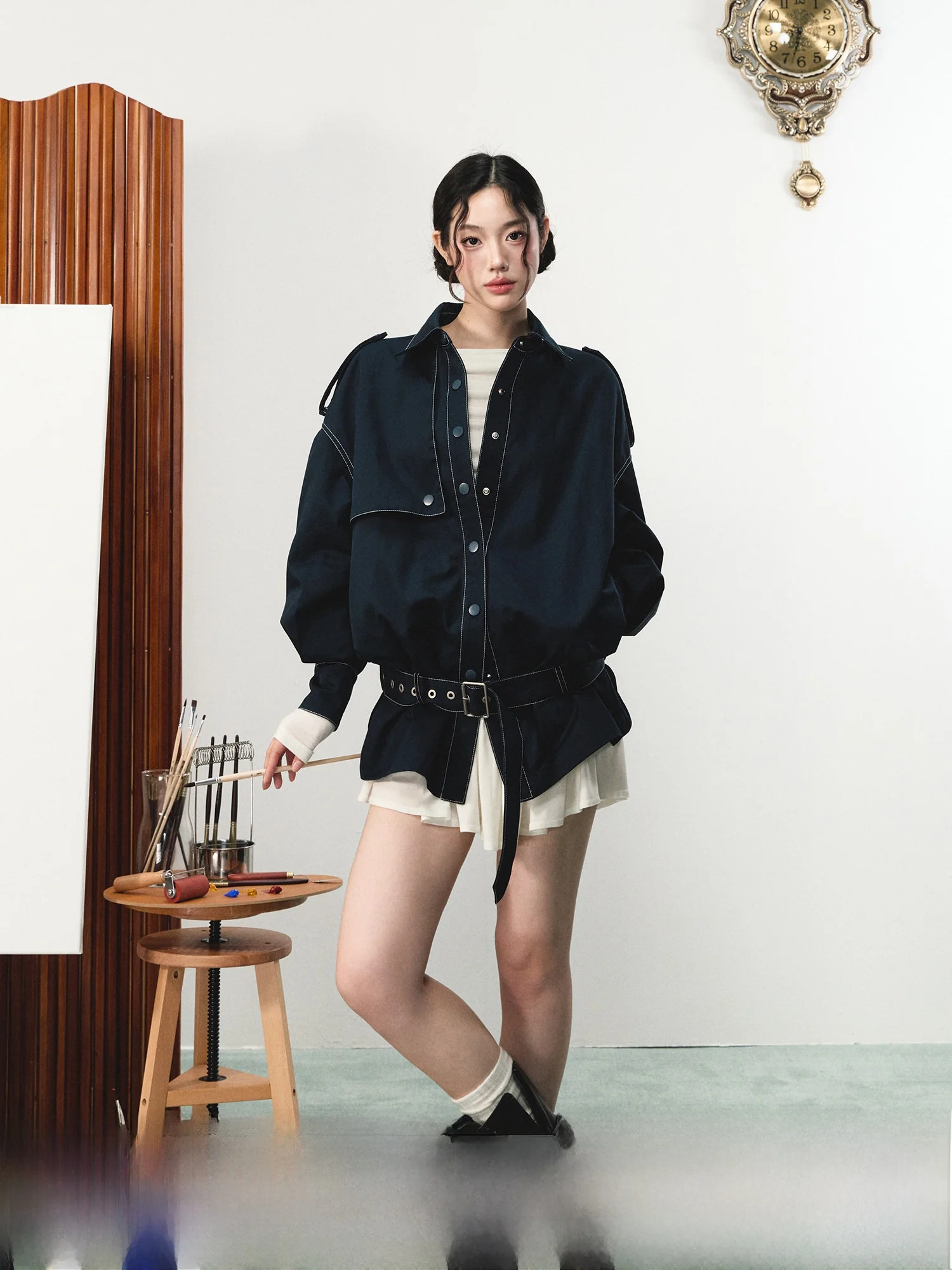 LaluneDuCiel Pure Cotton Belted Short Coat Jacket Women's Loose Fit Vintage American Style Autumn Outerwear
LaluneDuCiel Pure Cotton Belted Short Coat Jacket Women's Loose Fit Vintage American Style Autumn Outerwear