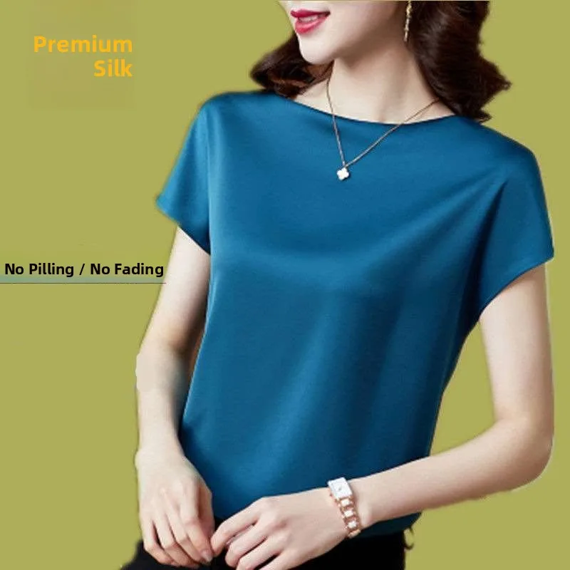 New Sle Heavy Silk Women's ort Sve T-irt round Ne Pure Color Batwing Sve Top Quali Ladies' Faion Spring Wear
New Sle Heavy Silk Women's ort Sve T-irt round Ne Pure Color Batwing Sve Top Quali Ladies' Faion Spring Wear