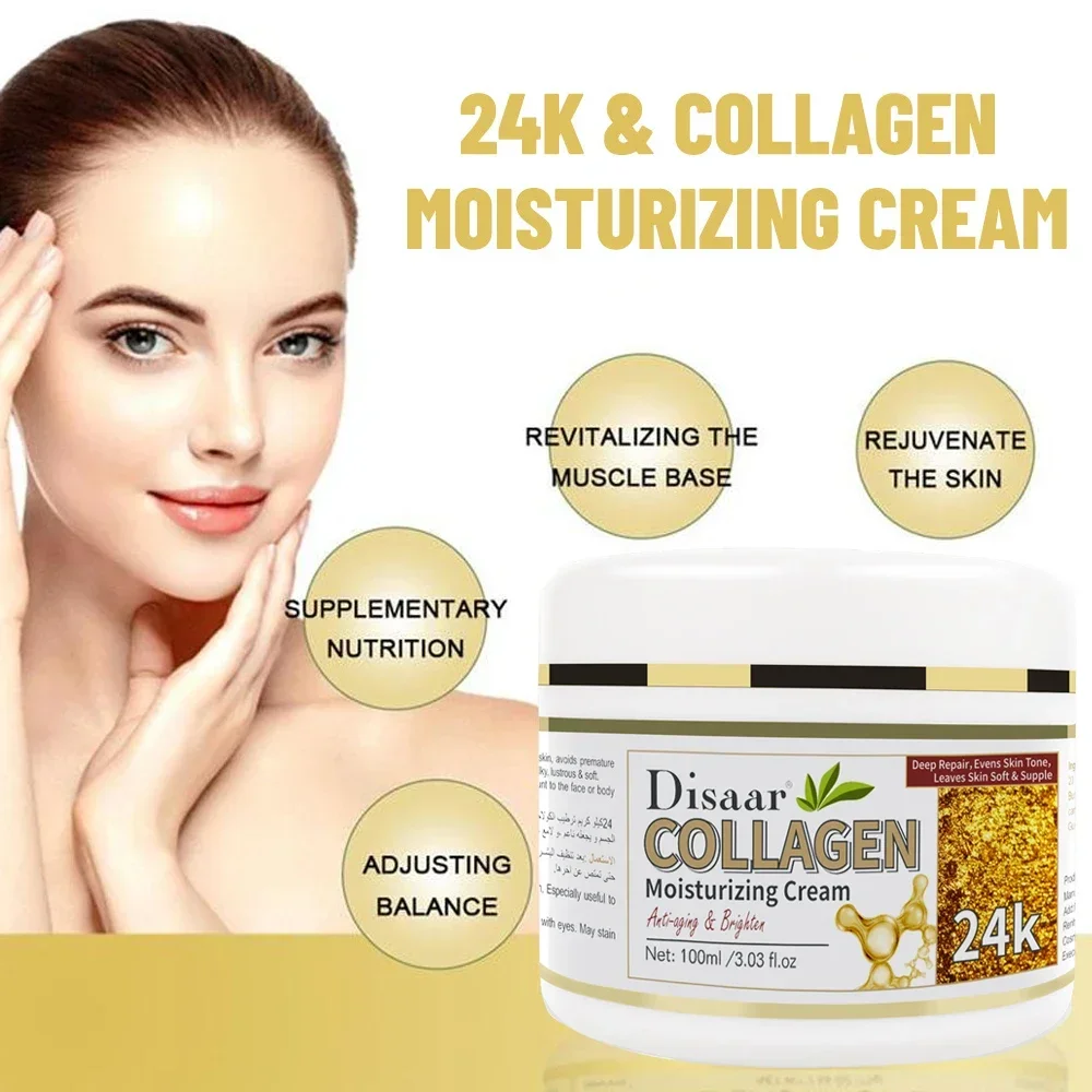 24K Gold Collagen Face Cream Firming Skin Fade Fine Lines Anti Aging Moisturizing Cream Repair Skin Brighten Whiten Cream 100ml
24K Gold Collagen Face Cream Firming Skin Fade Fine Lines Anti Aging Moisturizing Cream Repair Skin Brighten Whiten Cream 100ml