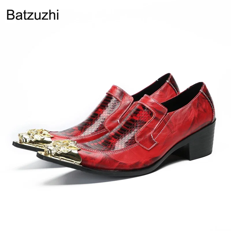 Batzuzhi Luxury Handmade Men's Shoes Gold Metal Toe Genuine Leather Dress Shoes Men Red Party and Wedding Shoes for Men, US6-12
Batzuzhi Luxury Handmade Men's Shoes Gold Metal Toe Genuine Leather Dress Shoes Men Red Party and Wedding Shoes for Men, US6-12