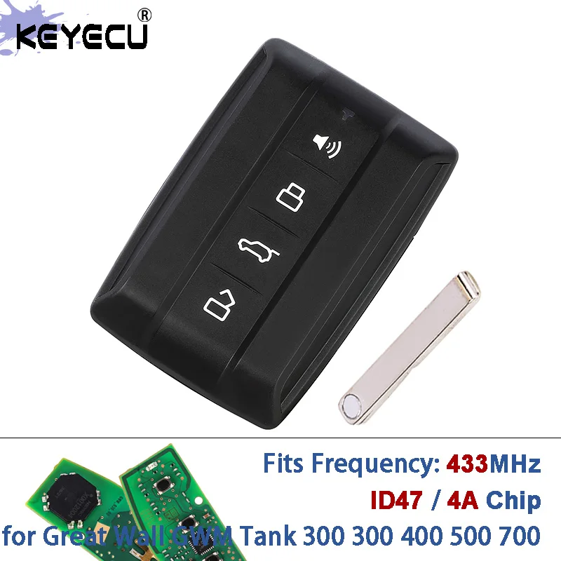 Умный брелок-ключ KEYECU 433 МГц с чипом 4A / ID47, 4 кнопки, для Great Wall GWM Tank 300 300 400 500 700 2020-2024
Умный брелок-ключ KEYECU 433 МГц с чипом 4A / ID47, 4 кнопки, для Great Wall GWM Tank 300 300 400 500 700 2020-2024