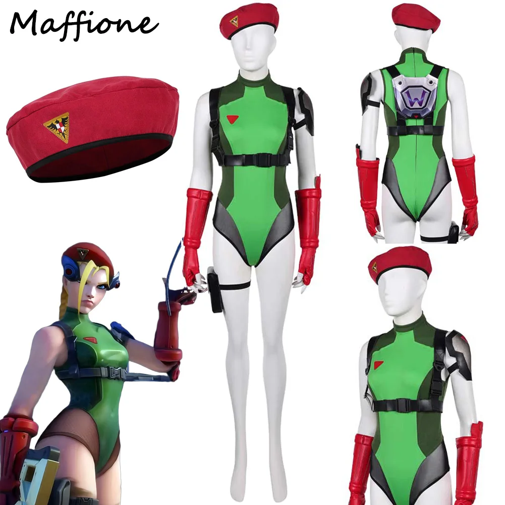 Game OW Cammy Cosplay Green Costume Women Disguise Jumpsuit Hat Headgear Set Clothing Female Halloween Party Carnival Suits
Game OW Cammy Cosplay Green Costume Women Disguise Jumpsuit Hat Headgear Set Clothing Female Halloween Party Carnival Suits