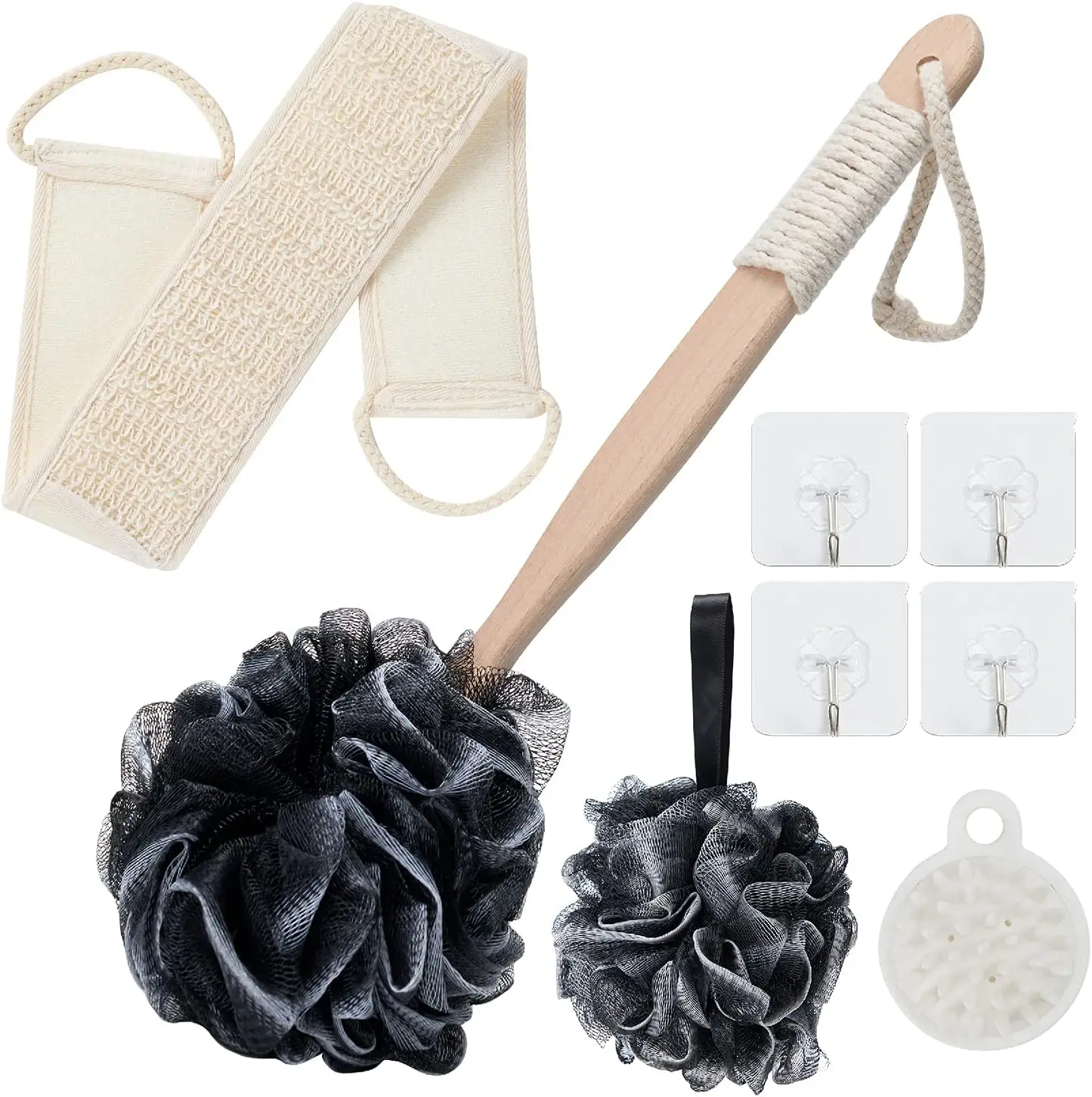 8-Pack Bath Brush Set with Loofah Sponge, Long Handle Back Scrubber, and Scalp Massager for Shower
8-Pack Bath Brush Set with Loofah Sponge, Long Handle Back Scrubber, and Scalp Massager for Shower
