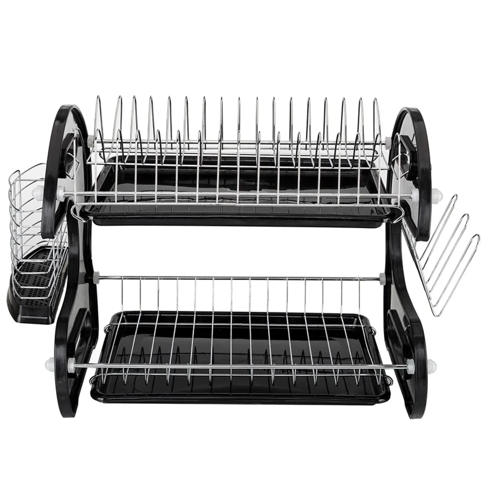 Multifunctional Storage Racks Dual Layers Bowls & Dishes & Chopsticks & Spoons Collection Shelf Dish Drainer Black
Multifunctional Storage Racks Dual Layers Bowls & Dishes & Chopsticks & Spoons Collection Shelf Dish Drainer Black