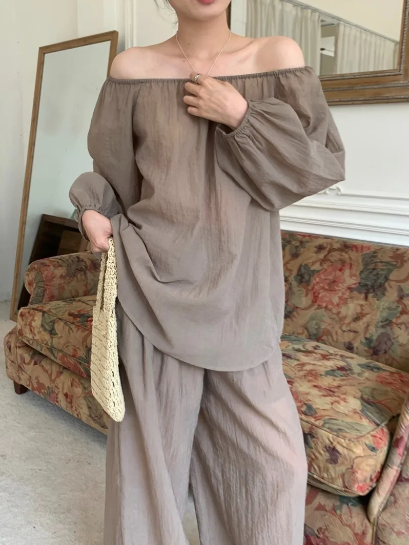 SuperAen 2024 Summer Korean Style Sweet One Shoulder Shirt Casual Loose High Waist Wide Leg Pants Set
SuperAen 2024 Summer Korean Style Sweet One Shoulder Shirt Casual Loose High Waist Wide Leg Pants Set