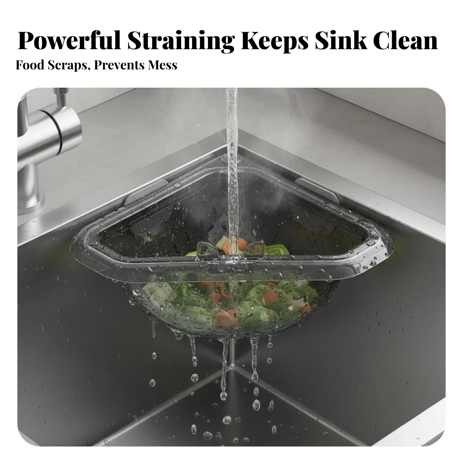 Stick-on Sink Corner Strainer Easy-Install Installation Triangular Kitchen Sink Basket Space-Saving Design Easy to Clean
Stick-on Sink Corner Strainer Easy-Install Installation Triangular Kitchen Sink Basket Space-Saving Design Easy to Clean