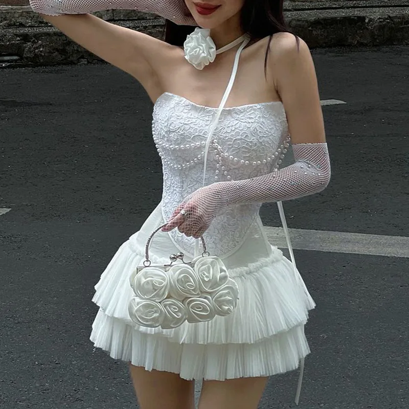 New Fashion Pearl Tassel Skirt Sets Sexy Tube Top Sleeveless Mini Skirt White High Waist Slim Fit Two Piece Sets Womens Outifits
New Fashion Pearl Tassel Skirt Sets Sexy Tube Top Sleeveless Mini Skirt White High Waist Slim Fit Two Piece Sets Womens Outifits