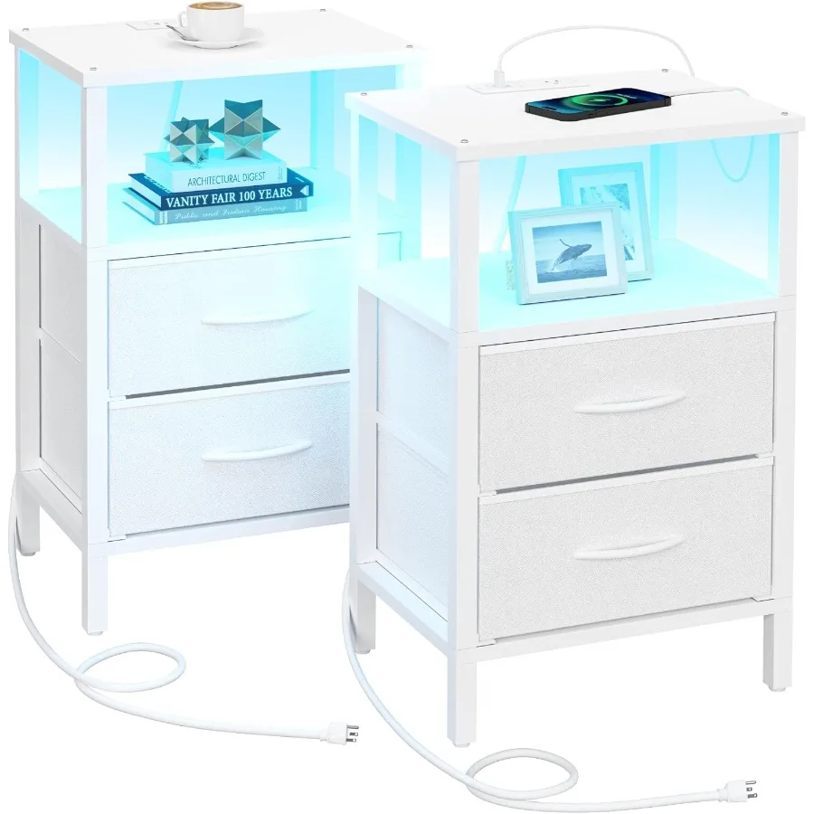 Modern LED End Table with Builtin Charging Station and Cloth Drawer for Living Room Dual Side Table with USB Outlets and Power
Modern LED End Table with Builtin Charging Station and Cloth Drawer for Living Room Dual Side Table with USB Outlets and Power