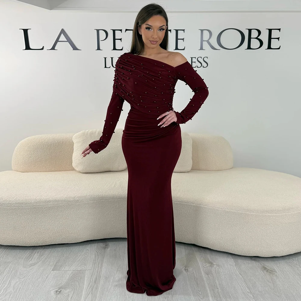 Vanessa Burgundy Off the Shoulder Beaded Straight Evening Gown with Long Sleeves High Quality Customized Wedding Party Dress
Vanessa Burgundy Off the Shoulder Beaded Straight Evening Gown with Long Sleeves High Quality Customized Wedding Party Dress