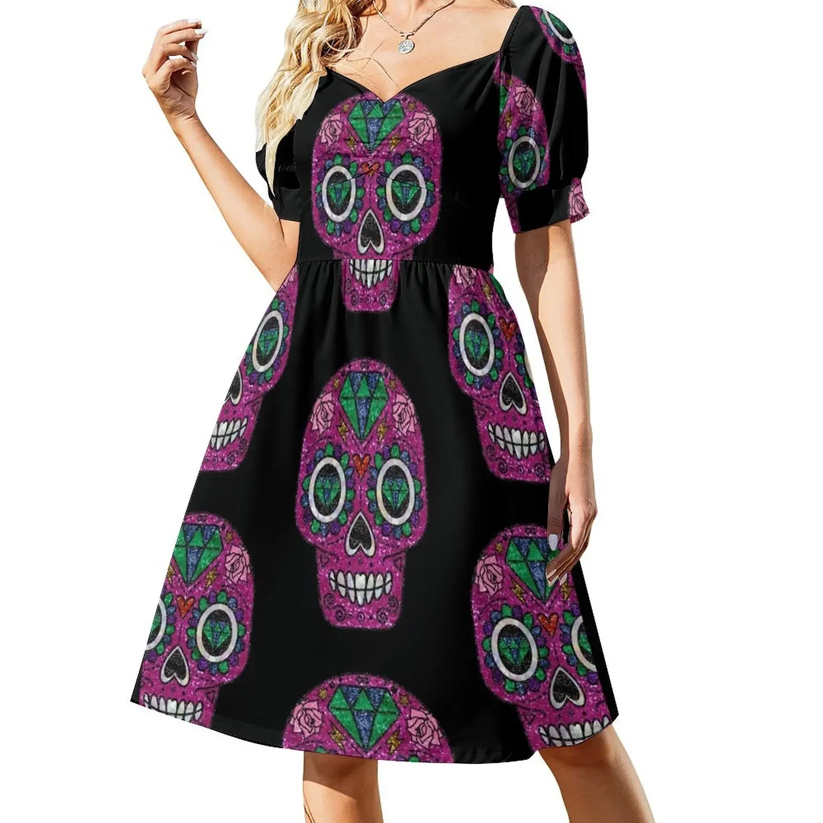 pink glitter sugar skull Short-Sleeved Dress elegant chic women dresses promotion elegant dresses plus sizes
pink glitter sugar skull Short-Sleeved Dress elegant chic women dresses promotion elegant dresses plus sizes
