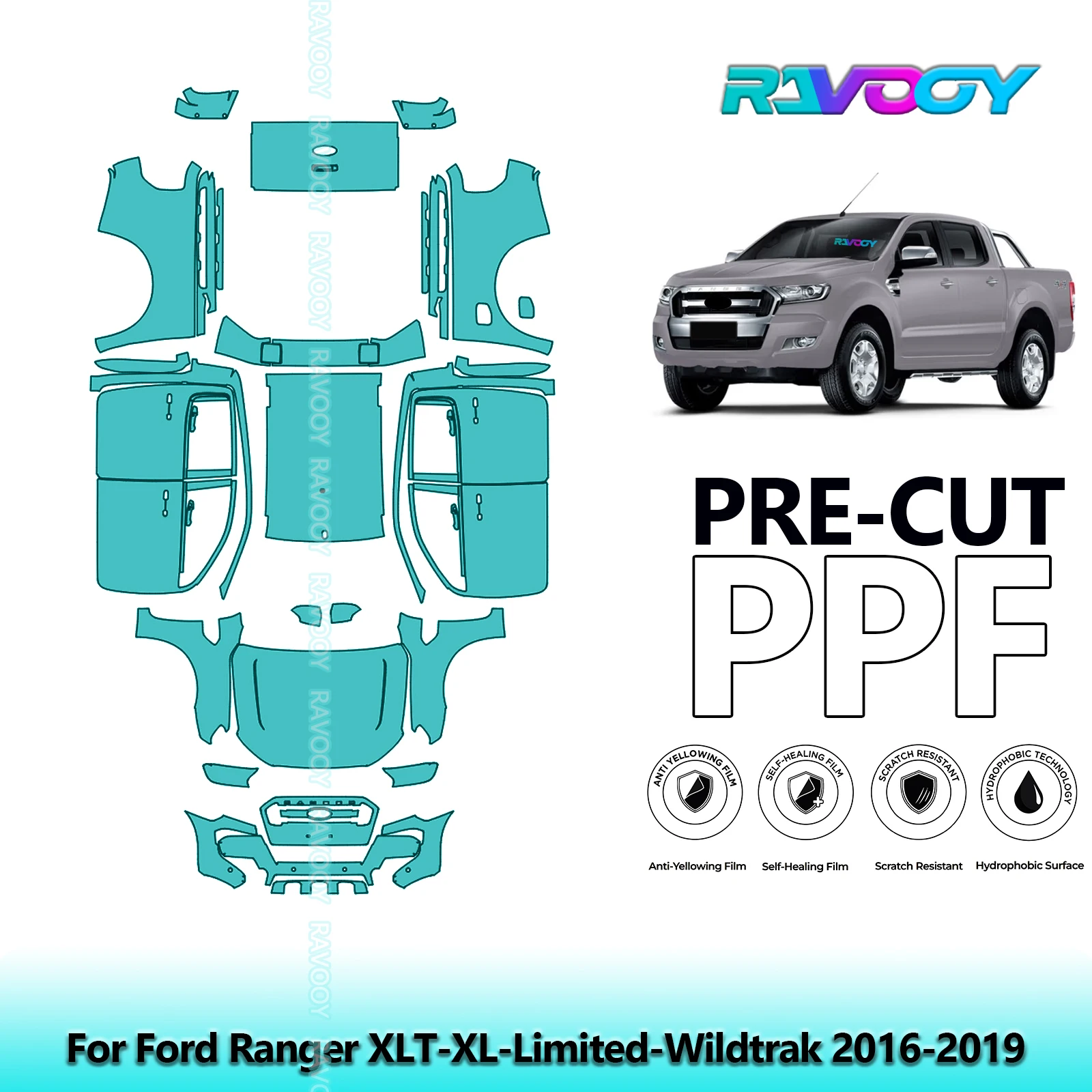 Car Precut PPF Paint Protection Film Full Vehicle For Ford Ranger XLT-XL-Limited-Wildtrak 2016-2019
Car Precut PPF Paint Protection Film Full Vehicle For Ford Ranger XLT-XL-Limited-Wildtrak 2016-2019