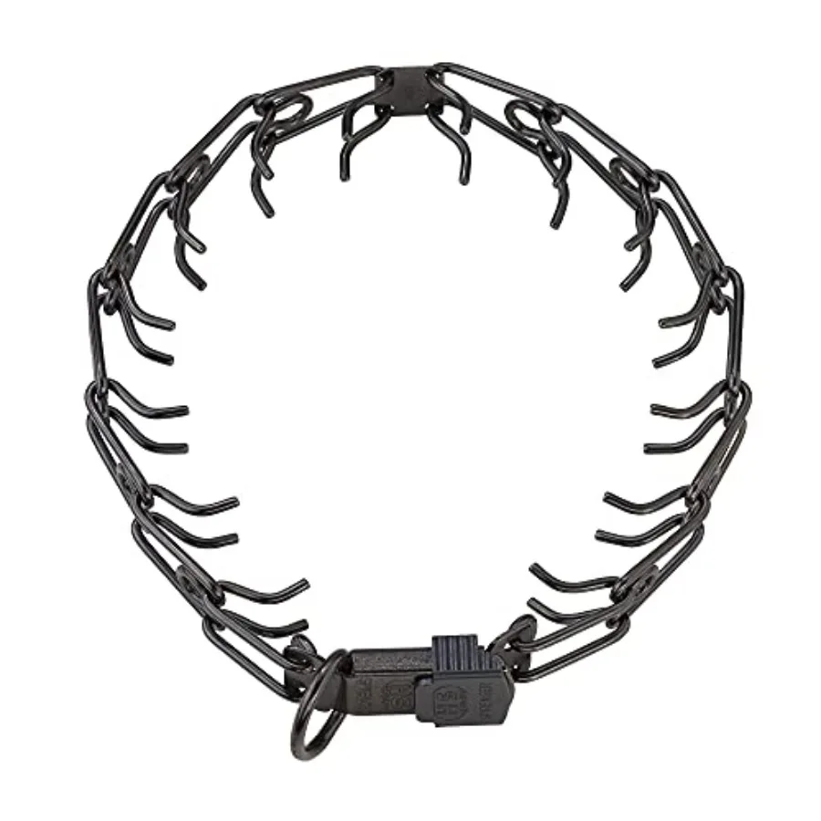Training collar for small medium large dogs, black stainless steel prong design with ClicLock buckle, ultra-plus quick-release
Training collar for small medium large dogs, black stainless steel prong design with ClicLock buckle, ultra-plus quick-release