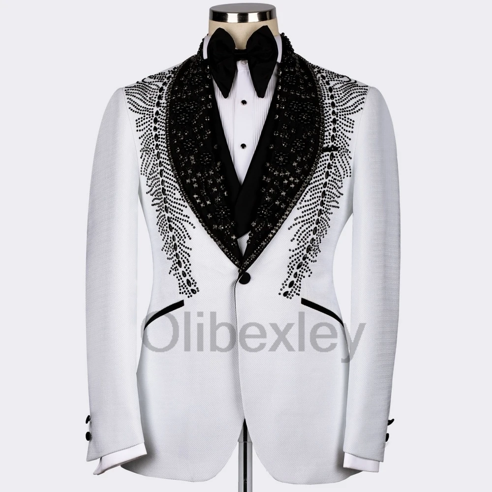 Olibexley Shiny Men Suits Luxury Beaded Crystals Groom Wedding Tuxedos 3 Pieces Male Prom Blazer Party Costume Customized S67
Olibexley Shiny Men Suits Luxury Beaded Crystals Groom Wedding Tuxedos 3 Pieces Male Prom Blazer Party Costume Customized S67