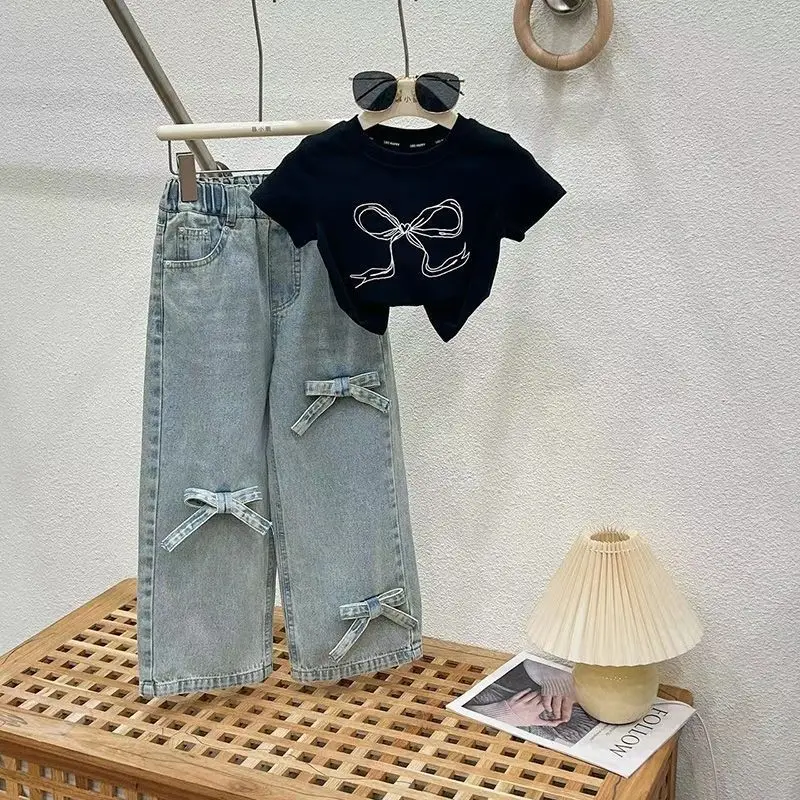 Kids Clothes Girls Children's Clothing Sets Printed Bow Short Sleeve Top + Jeans 2pcs Sets
Kids Clothes Girls Children's Clothing Sets Printed Bow Short Sleeve Top + Jeans 2pcs Sets