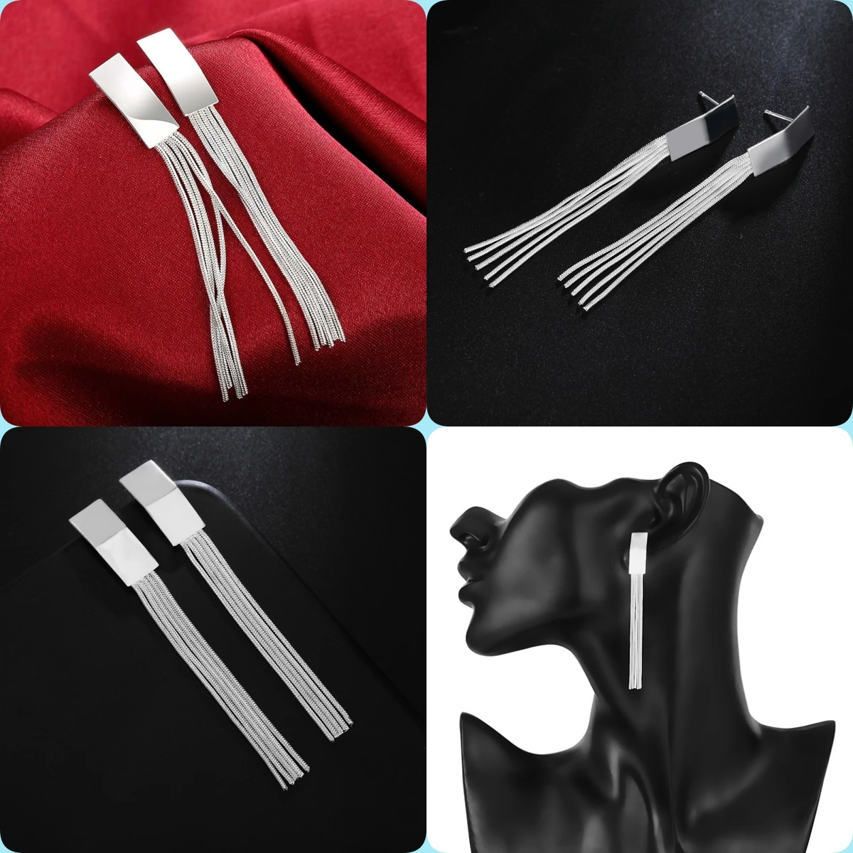 925 Sterling Silver Creativity tassel studs Earrings for Women Luxury Fashion Party Wedding Accessories Jewelry Christmas Gifts
925 Sterling Silver Creativity tassel studs Earrings for Women Luxury Fashion Party Wedding Accessories Jewelry Christmas Gifts