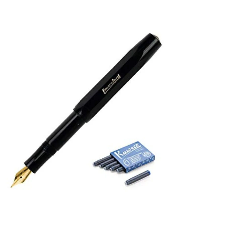 Classic Sport Fine Nib Fountain Pen + Pack of 6 Blue Ink Cartridges Set
Classic Sport Fine Nib Fountain Pen + Pack of 6 Blue Ink Cartridges Set