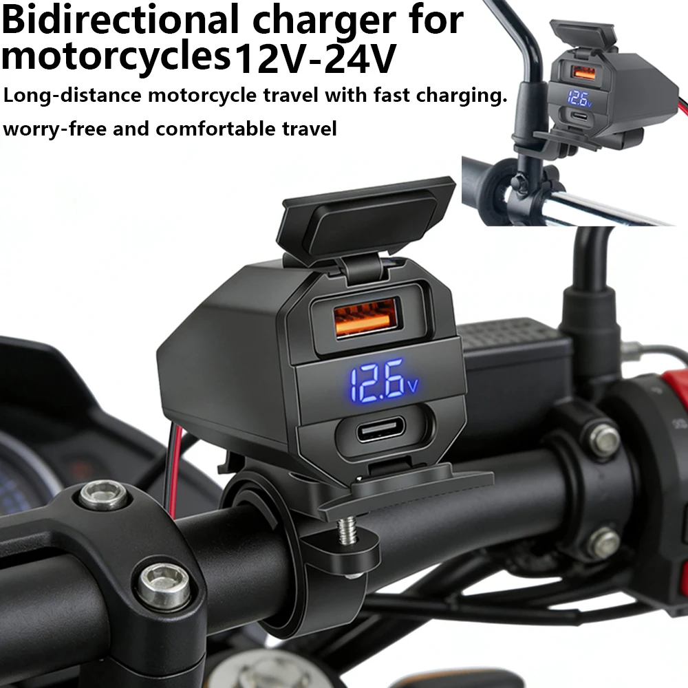 Motorcycle Car Charger with Blue Voltage Display Motorcycle Charger Usb+C Dual Fast Charging 12-24V Waterproof and Dustproof
Motorcycle Car Charger with Blue Voltage Display Motorcycle Charger Usb+C Dual Fast Charging 12-24V Waterproof and Dustproof