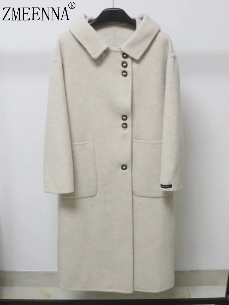 ZMEENNA Women's Chic Beige Wool Blend Long Coat With Classic Collar And Button Closure Stylish And Warm Outerwear ZM3867
ZMEENNA Women's Chic Beige Wool Blend Long Coat With Classic Collar And Button Closure Stylish And Warm Outerwear ZM3867