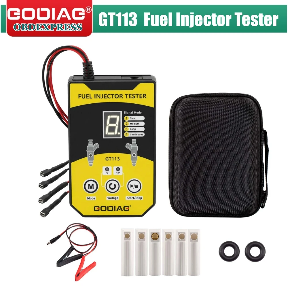 GODIAG GT113 Universal Fuel Injector Tester Fuel Injector Cleaner Kit with 6 Sizes of Adapters 8 Pulse Modes for Cars Motorcycle
GODIAG GT113 Universal Fuel Injector Tester Fuel Injector Cleaner Kit with 6 Sizes of Adapters 8 Pulse Modes for Cars Motorcycle