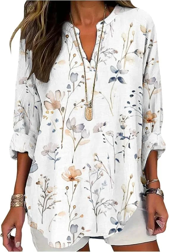 Women's summer V-neck fashion shirts, casual loose long-sleeved shirts, elegant printed temperament tops for women
Women's summer V-neck fashion shirts, casual loose long-sleeved shirts, elegant printed temperament tops for women