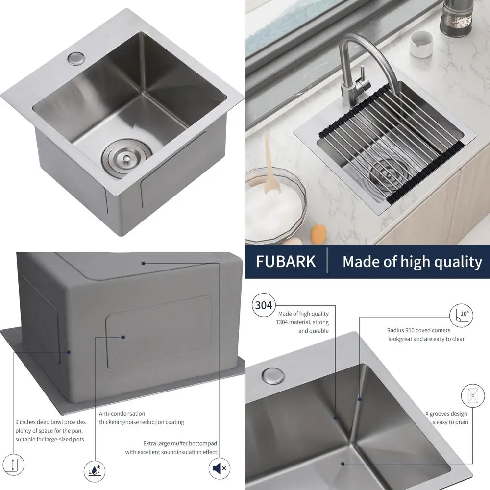 15 Drop-In RV Kitchen Sink - 15x15 Stainless Steel Single Basin for Small Kitchen, RV, or Outdoor Bar
15 Drop-In RV Kitchen Sink - 15x15 Stainless Steel Single Basin for Small Kitchen, RV, or Outdoor Bar