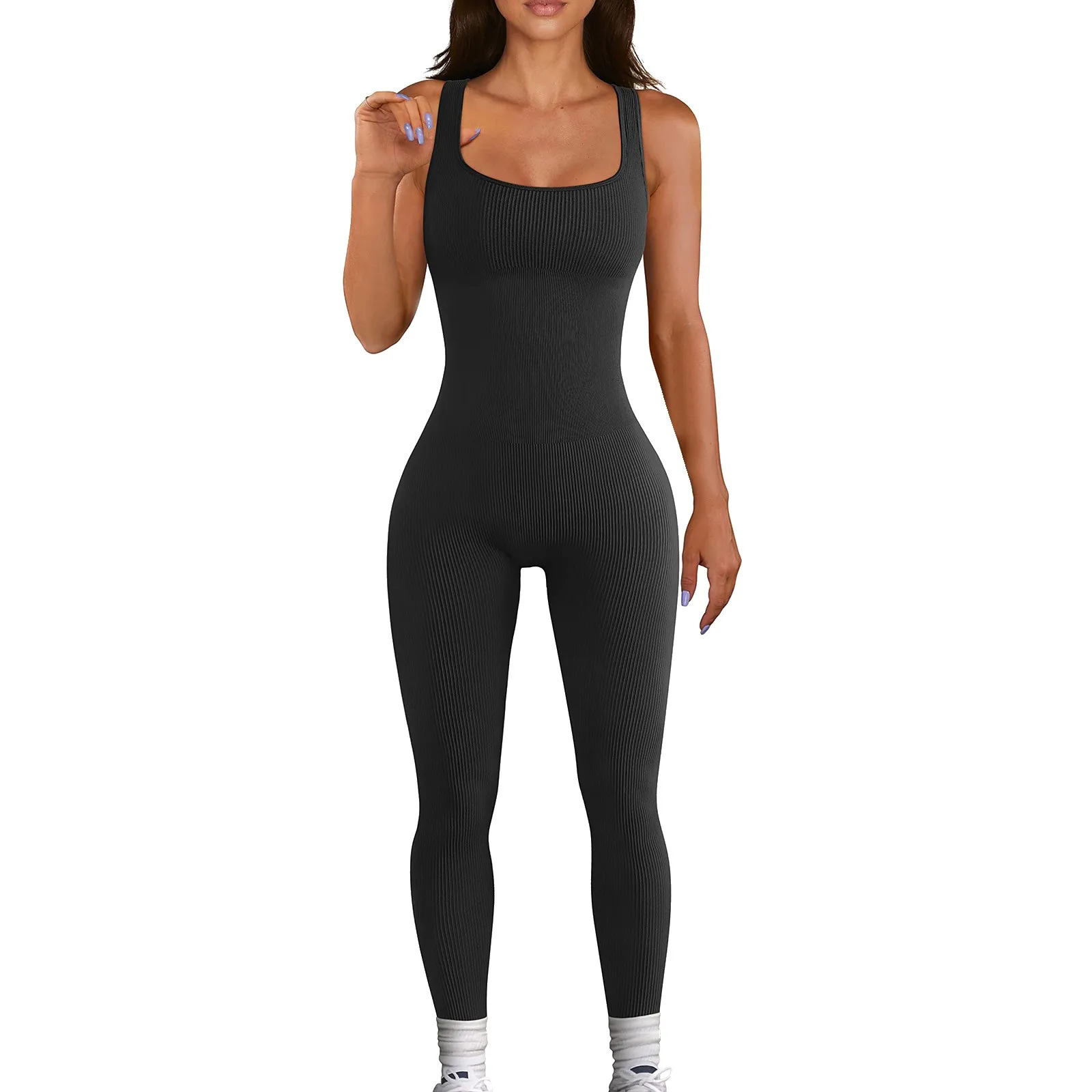Womens Fashion Yoga Square Neck Strap Jumpsuit Training Rib Sleeveless Solid Color Sports Jumpsuit
Womens Fashion Yoga Square Neck Strap Jumpsuit Training Rib Sleeveless Solid Color Sports Jumpsuit