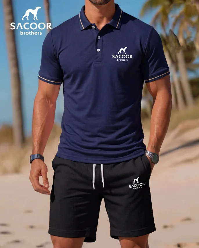 Men's SACOOR Brothers Polo Shirt & Shorts Set, Casual Summer Beach Outfit with Brand Logo Slim Fit
Men's SACOOR Brothers Polo Shirt & Shorts Set, Casual Summer Beach Outfit with Brand Logo Slim Fit