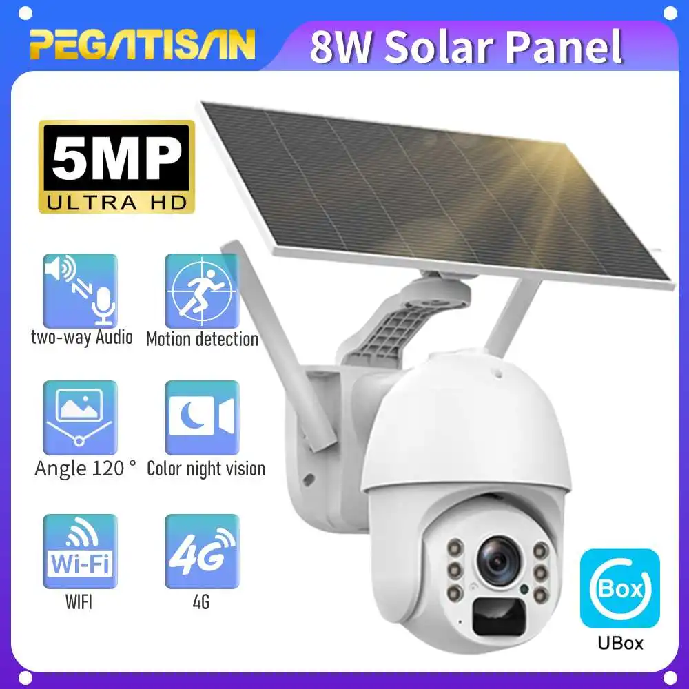 PEGATISAN 5MP WiFi Solar Camera Outdoor Wireless CCTV Surveillance Camera With Solar Panel PIR Human Detection PTZ Security Cam
PEGATISAN 5MP WiFi Solar Camera Outdoor Wireless CCTV Surveillance Camera With Solar Panel PIR Human Detection PTZ Security Cam