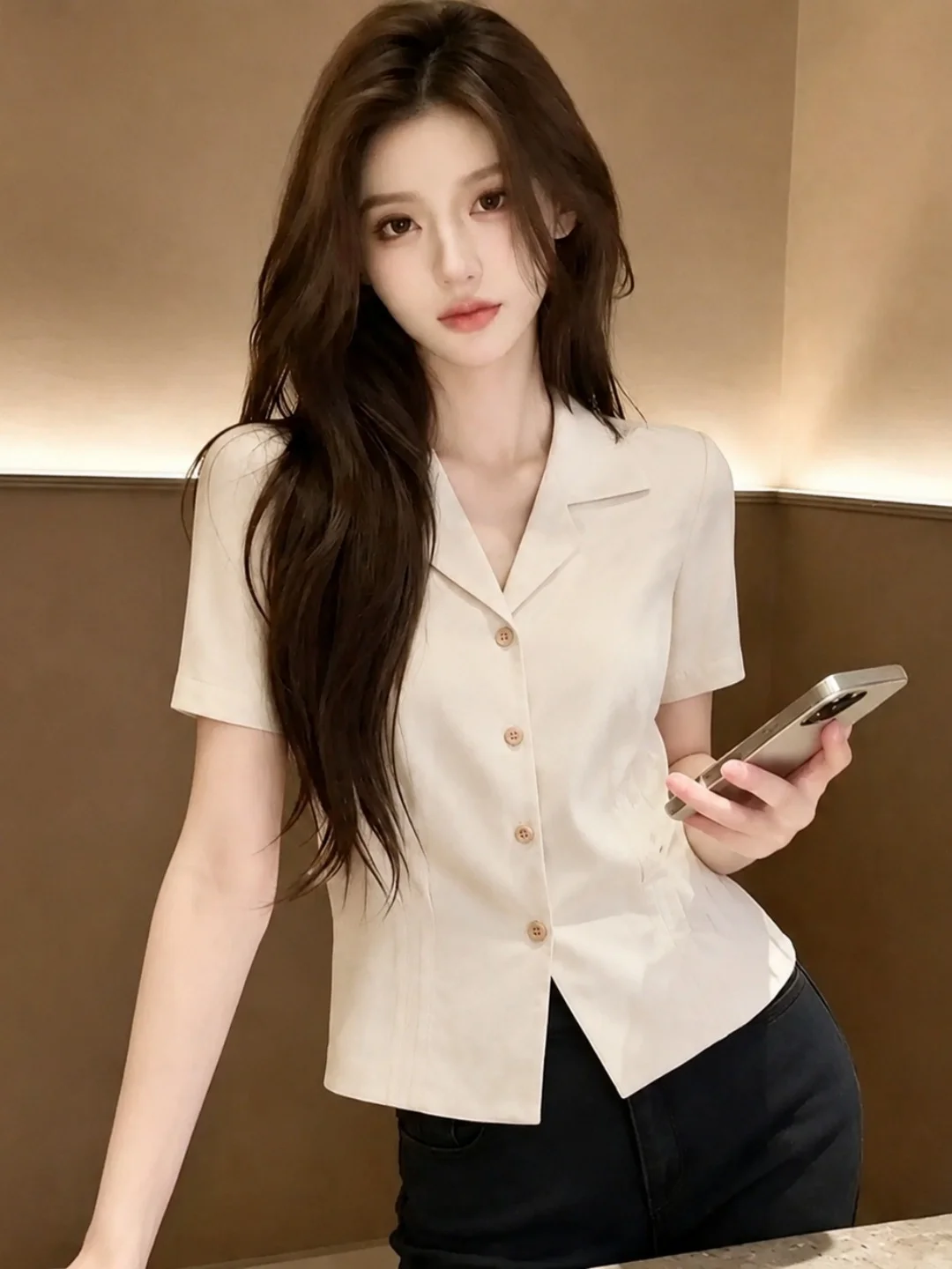 Fashionable Summer Commute Slim Fit Short Sleeve Shirt Single Button Design Sensation Versatile Small Shirt Korean Style Stra...
Fashionable Summer Commute Slim Fit Short Sleeve Shirt Single Button Design Sensation Versatile Small Shirt Korean Style Stra...