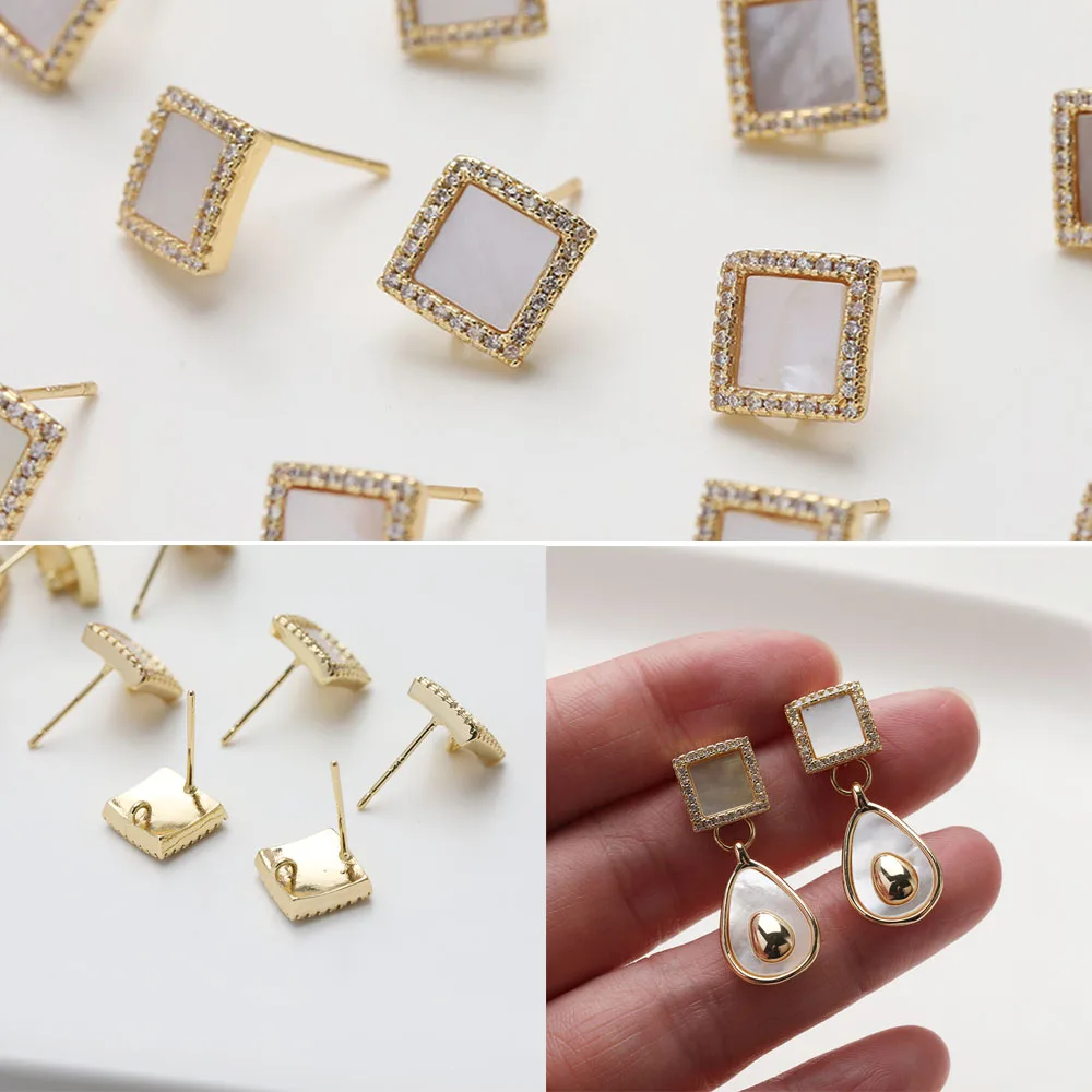 2PCS 14K Gold Plated Brass Inlaid Zircon Square Shell Earrings Ear Srud Jewelry DIY Making Supplies Accessories
2PCS 14K Gold Plated Brass Inlaid Zircon Square Shell Earrings Ear Srud Jewelry DIY Making Supplies Accessories