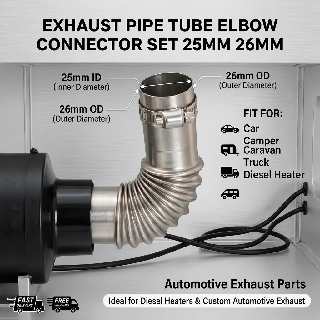 Exhaust Pipe Tube Elbow Connector Set 25mm 26mm for Diesel Heater Car Camper Caravan Truck Automotive Exhaust Parts
Exhaust Pipe Tube Elbow Connector Set 25mm 26mm for Diesel Heater Car Camper Caravan Truck Automotive Exhaust Parts