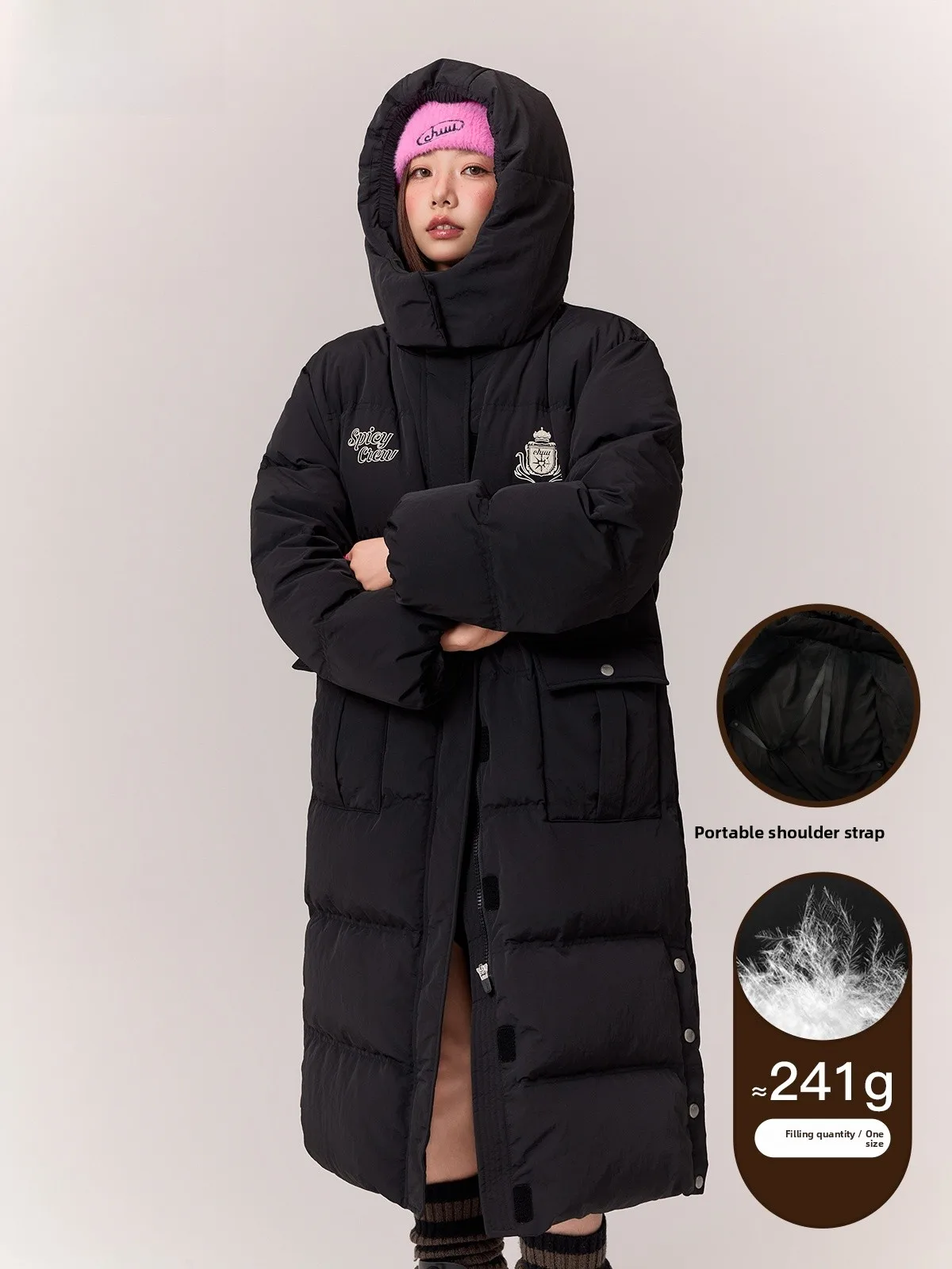 Huiyi Yao Letter Embroidery Duck down Jacket Women's Winter Coat 90 Duck down Hooded Long Sleeve Commute Style Korean Version
Huiyi Yao Letter Embroidery Duck down Jacket Women's Winter Coat 90 Duck down Hooded Long Sleeve Commute Style Korean Version