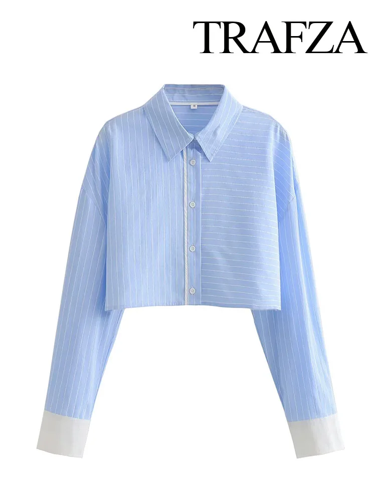 TRAFZA Women Summer Fashion Loose Patchwork Turn Down Collar Top Woman Casual Stripe Single-Breasted Long Sleeves Blouses
TRAFZA Women Summer Fashion Loose Patchwork Turn Down Collar Top Woman Casual Stripe Single-Breasted Long Sleeves Blouses